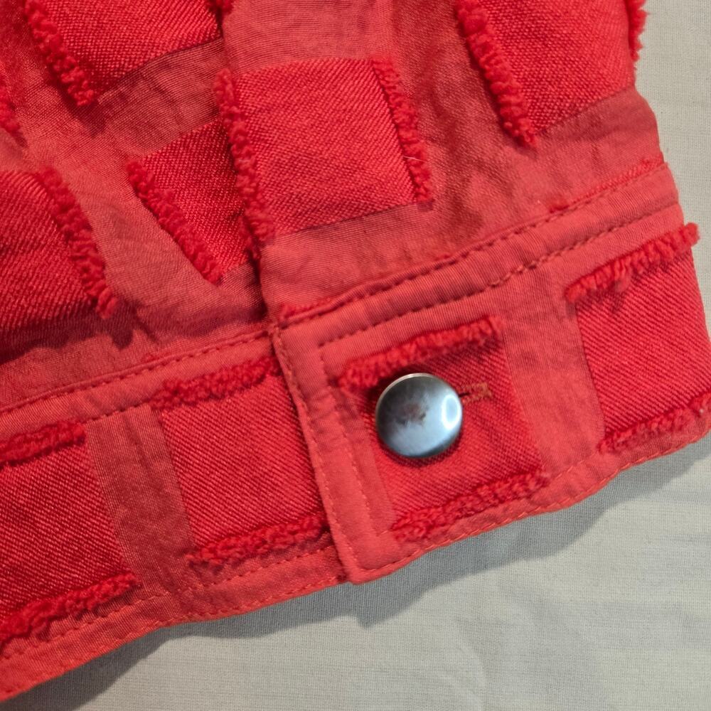 Chico's Travelers Textured Button-up Blouse Shirt Jacket Coral Orange Sz 16/18 - Picture 8 of 10